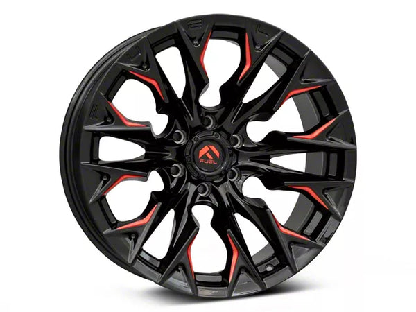 Fuel Wheels Flame Gloss Black Milled with Candy Red 6-Lug Wheel; 20x9; 1mm Offset