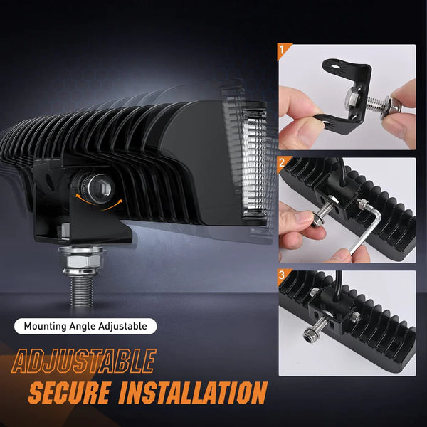 6.5" 20W 2089LM Side Shooter DRL Spot/Flood LED Light Bars (Pair) | 16AWG DT Wire