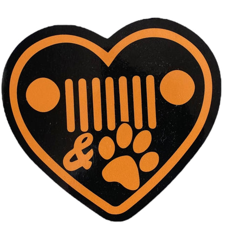Heart Jeep and Dog paw- Sticker