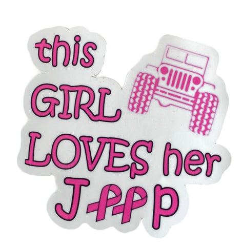 This Girl Loves her Jeep- Pink Sticker Breast Cancer