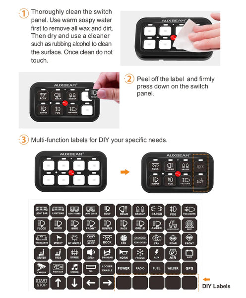 AR-800 RGB SWITCH PANEL WITH APP, TOGGLE/ MOMENTARY/ PULSED MODE SUPPORTED(ONE-SIDED OUTLET)