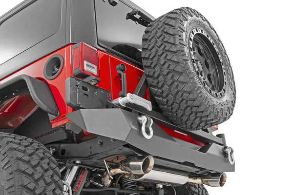 Rock Crawler Rear HD Bumper with Tire Carrier for 07-18 Jeep Wrangler JK