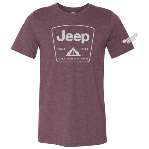 Mens Jeep® Tent Badge T-Shirt - Heather Burgundy