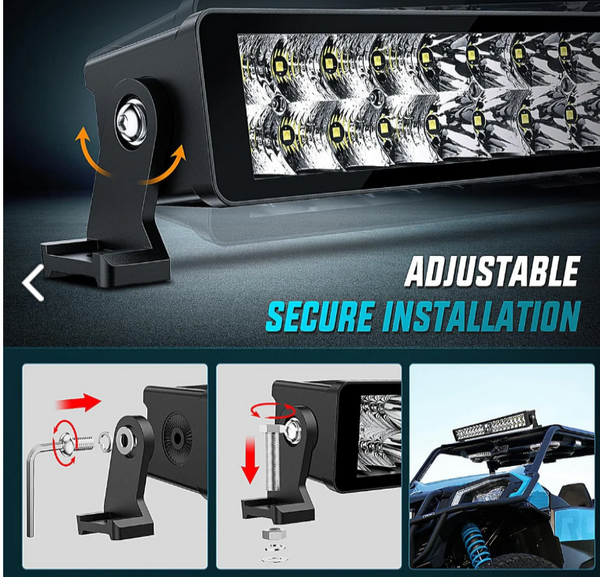 22" 37LED Dual Row Spot Flood Screw-Less Night Vision LED Light Bar | 16AWG Wire 5Pin Switch