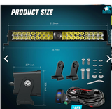 22" 37LED Dual Row Spot Flood Screw-Less Night Vision LED Light Bar | 16AWG Wire 5Pin Switch