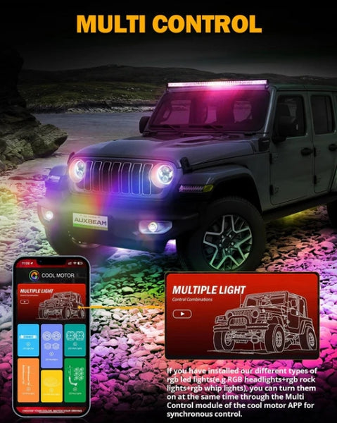 Upgraded 9 Inch Round LED Headlight with RGB Halo - Jeep Wrangler JL