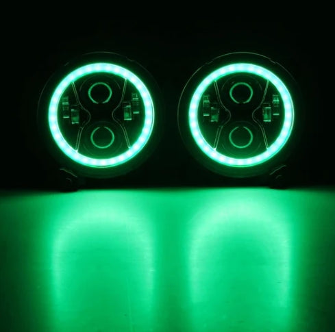 Upgraded 9 Inch Round LED Headlight with RGB Halo - Jeep Wrangler JL