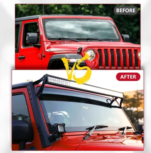 52" Straight Light Bar Windshield Mounting Brackets - Jeep Wrangler JK (2007-2017)