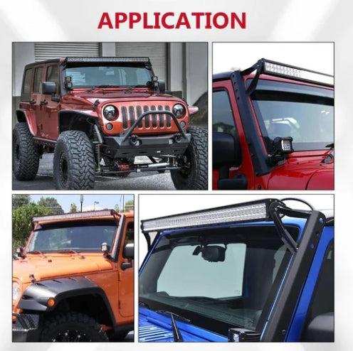 52" Straight Light Bar Windshield Mounting Brackets - Jeep Wrangler JK (2007-2017)
