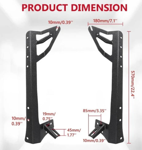52" Straight Light Bar Windshield Mounting Brackets - Jeep Wrangler JK (2007-2017)