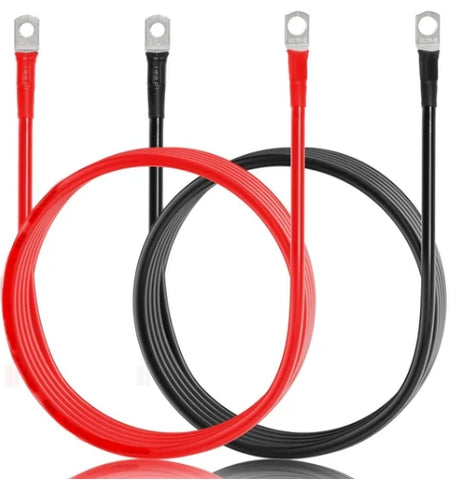 7FT 7AWG Battery Cables - Copper Ring Terminal (Red & Black Pair)