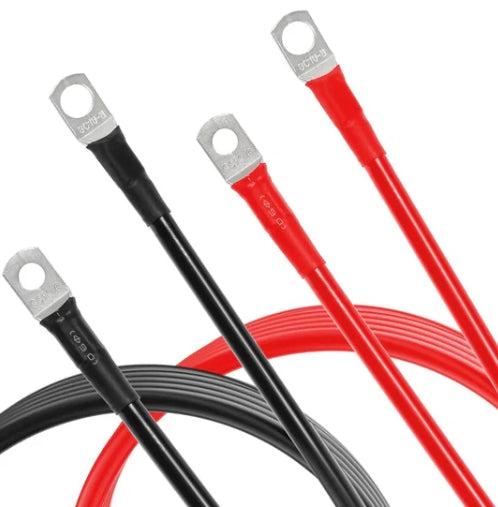7FT 7AWG Battery Cables - Copper Ring Terminal (Red & Black Pair)
