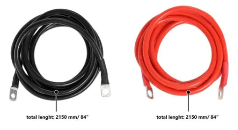 7FT 7AWG Battery Cables - Copper Ring Terminal (Red & Black Pair)