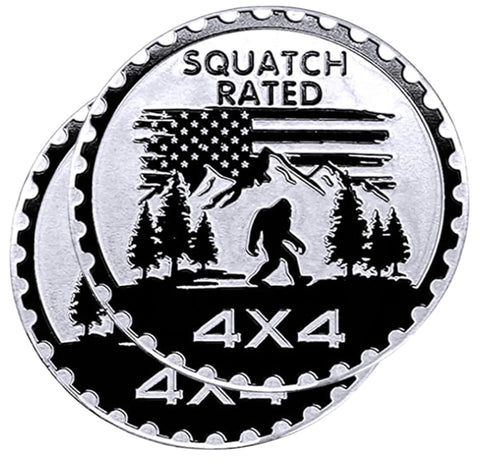 Squatch 3D Round Metal Car Badges Emblems, 4 x 4 Metal Automotive Badge, Compatible with Jeep Wrangler Vehicles Trucks SUV RV