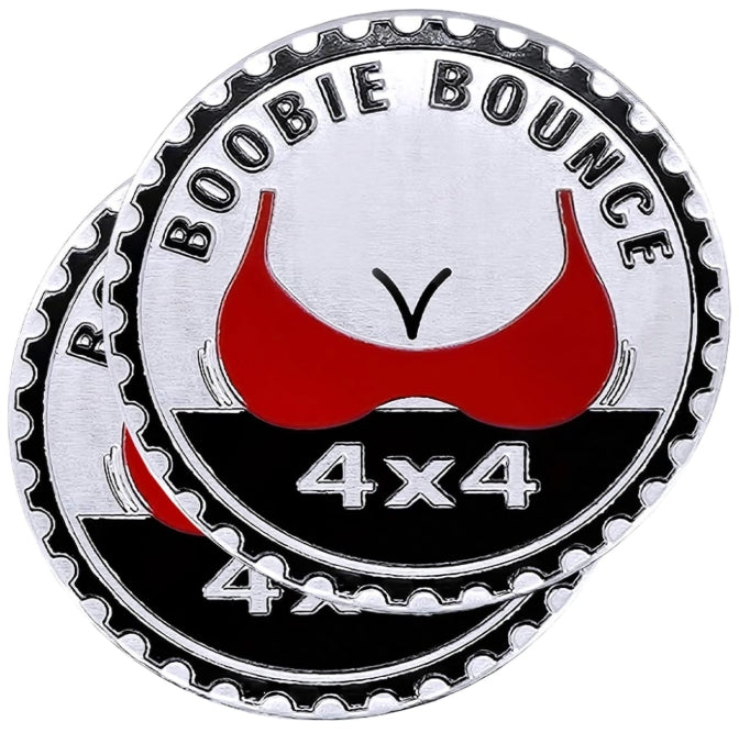 Booble Bounce Badge Rated Car Emblem, 4 x 4 Metal Automotive Badge, 3D Round Metal Car Badges Emblems, Car Badge Decals Stickers Compatible with Jeep Wrangler Vehicles Trucks SUV RV