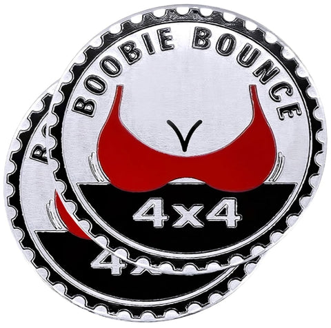 Booble Bounce Badge Rated Car Emblem, 4 x 4 Metal Automotive Badge, 3D Round Metal Car Badges Emblems, Car Badge Decals Stickers Compatible with Jeep Wrangler Vehicles Trucks SUV RV
