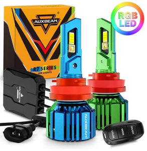 R7 Series 25000LM 70W RGB Remote Control LED Headlight Bulb/DRL/Fog Light (2pcs) H11/H9/H8