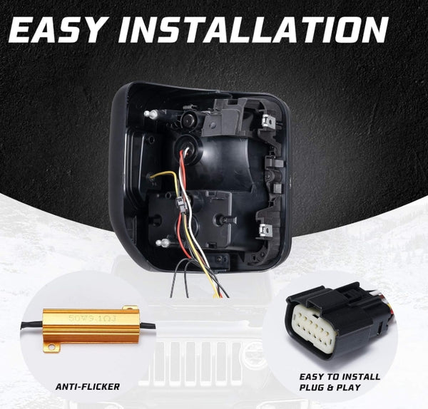 Smoked LED Tail Lights for 2020-2025 Jeep Gladiator JT Accessories Taillights Brake Light Reverse Light Turn Signal Light (Black Housing Smoke Lens), Pair