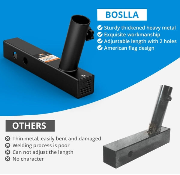Boslla Hitch Flag Pole Holder, Trailer Hitch Flagpole Mount Holder Universal for Standard 2 inch Receivers