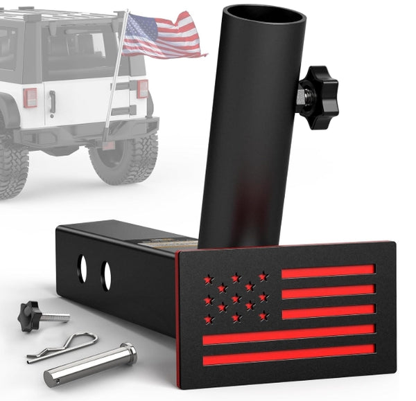 Boslla Hitch Flag Pole Holder, Trailer Hitch Flagpole Mount Holder Universal for Standard 2 inch Receivers