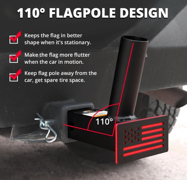 Boslla Hitch Flag Pole Holder, Trailer Hitch Flagpole Mount Holder Universal for Standard 2 inch Receivers