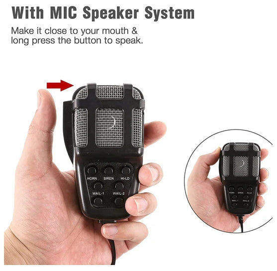 12V 100W Horns 7 Tone Emergency Warning Siren with Mic PA Speaker