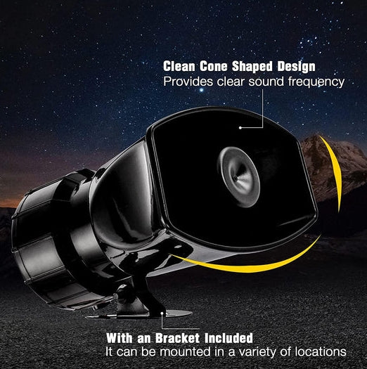 12V 100W Horns 7 Tone Emergency Warning Siren with Mic PA Speaker