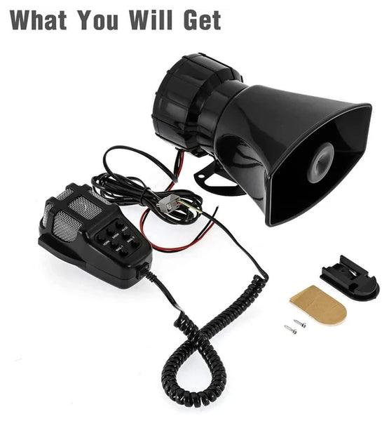 12V 100W Horns 7 Tone Emergency Warning Siren with Mic PA Speaker
