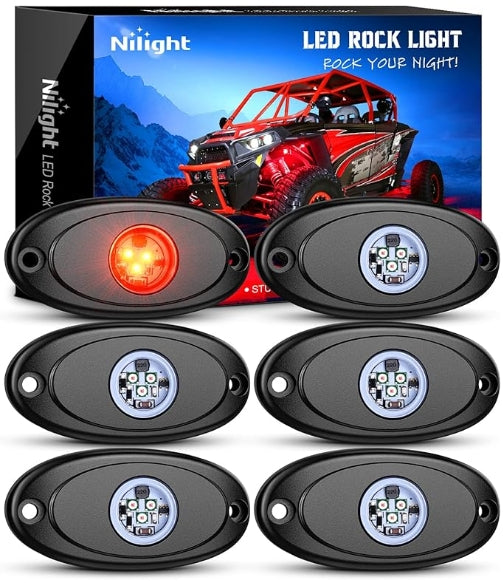 LED Rock Light 6PCS White Light Pods Waterproof Under Body Wheel Well Light Exterior Interior Lights for Car Truck Pickups ATV UTV SUV Motorcycle Boat