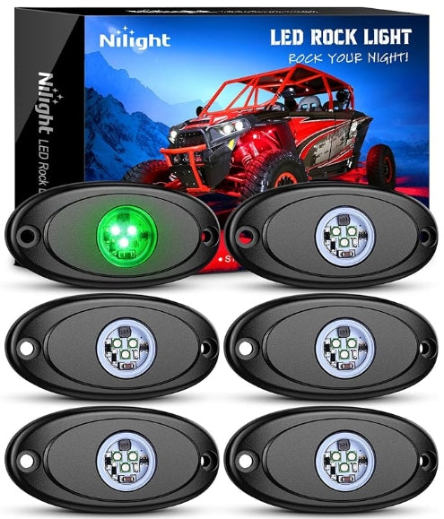 LED Rock Light 6PCS White Light Pods Waterproof Under Body Wheel Well Light Exterior Interior Lights for Car Truck Pickups ATV UTV SUV Motorcycle Boat