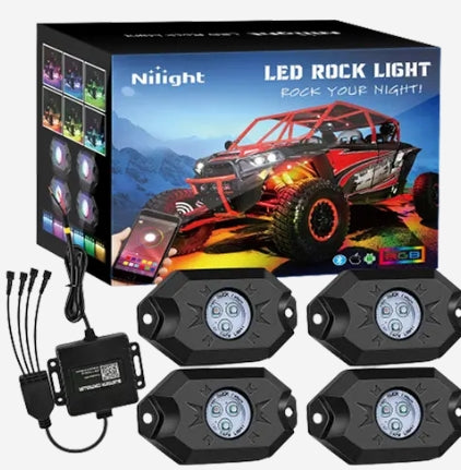 LED RGB Rock Lights Bluetooth Underglow Multicolor Neon (4 Pods)