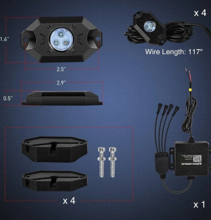 LED RGB Rock Lights Bluetooth Underglow Multicolor Neon (4 Pods)