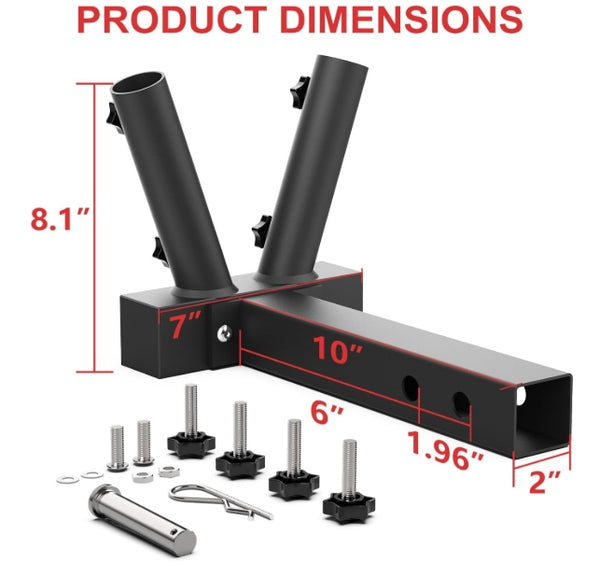 Boslla Hitch Mount Dual Flag Pole Holder Universal for Standard 2 inch Hitch Receivers