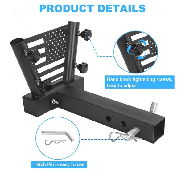 Hitch Flag Pole Holder, Quick Release Flag Pole Hitch Mounts