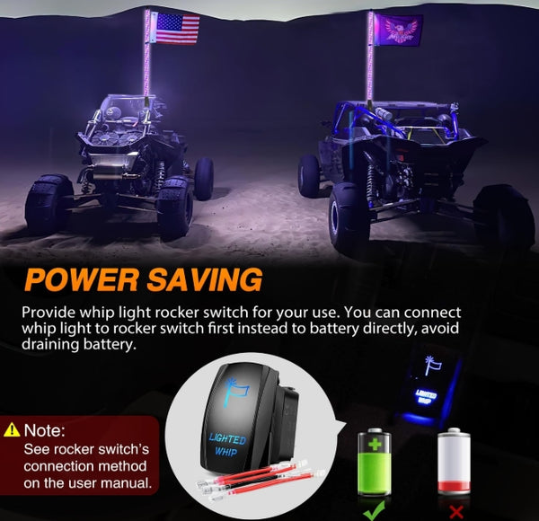 RGB Whip Light 1PC 4FT Lighted Antenna Whips with Remote & App Control DIY Chasing Patterns Brake Reverse Lights for ATV UTV Polaris RZR Can-am Dune Buggy Pickup Trucks Jeep