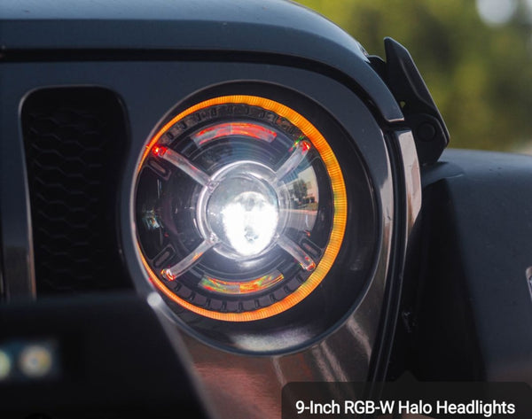 9-Inch RGB-W Halo Headlights