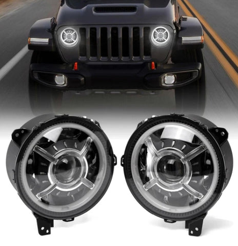 9 Inch 100W Dot Approved LED Headlights with Halo DRL&Turn Signal High/Low Beam for 2018-2023 Jeep Wrangler JL Sport Sahara Rubicon MOAB Gladiator JT
