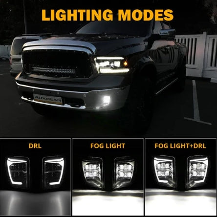 (2PCS/SET) DOT APPROVED LED FOG LIGHTS WITH DRL FOR 2013-2018 DODGE RAM 1500