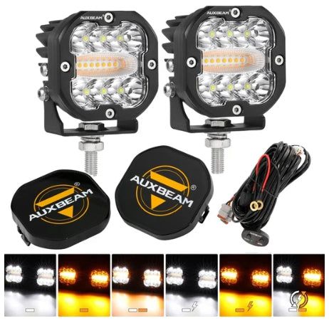 XP-ULTRA Series 3 INCH 96W 9600LM LED PODS 6 MODES WHITE AMBER FLASHING LED DRIVING LIGHTS