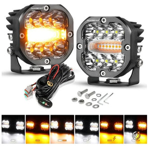 XP-ULTRA Series 3 INCH 96W 9600LM LED PODS 6 MODES WHITE AMBER FLASHING LED DRIVING LIGHTS
