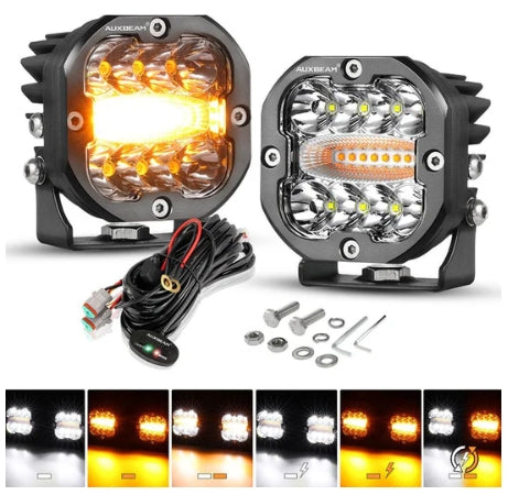 XP-ULTRA Series 3 INCH 96W 9600LM LED PODS 6 MODES WHITE AMBER FLASHING LED DRIVING LIGHTS