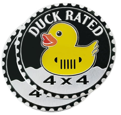 EDINGM Duck Rated Car Emblem, 4x4 Metal, Yellow, Universal, Compatible with Jeep Wrangler, Truck, SUV, RV