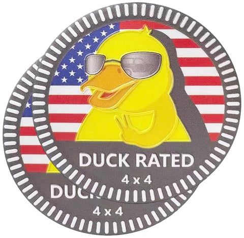 Duck Rated Metal Automotive Badge, 3D Round Car Badges Emblems, Compatible with Jeep Wrangler Vehicles Trucks SUV RV