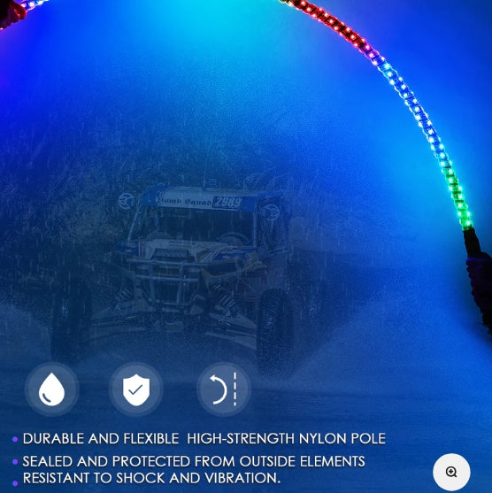 Spiral RGB LED Flag Pole Whip Light with Remote Control & Bluetooth | Vertigo Series