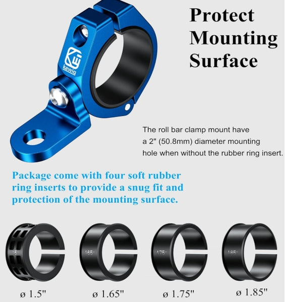 2PCS Whip Flag Mounts, Solid Aluminum Alloy UTV Whip Light Mount, Off-Road LED Light Bar Mounting Bracket, 360° Rotating Roll Bar Clamp Holder Fit on 1.5''/1.65'' /1.75''/1.85''/2'' Roll Cages