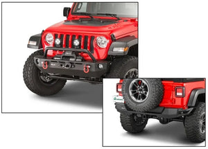 Quadratec QRC Front Winch Ready Bumper with Rear Bumper for 18-26 Jeep Wrangler JL and 20-26 Gladiator JT