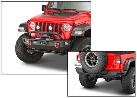 Quadratec QRC Front Winch Ready Bumper with Rear Bumper for 18-26 Jeep Wrangler JL and 20-26 Gladiator JT