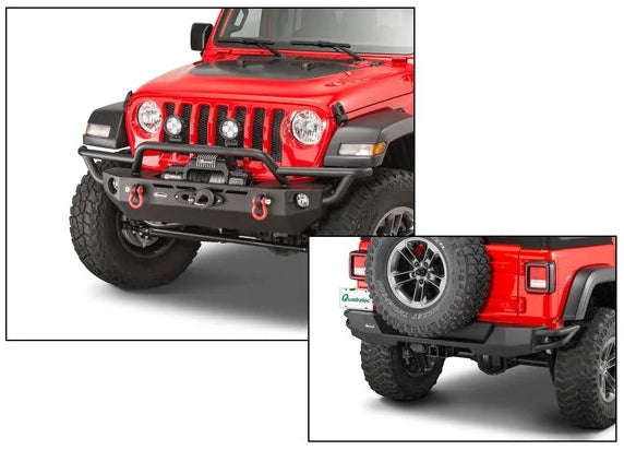 Quadratec QRC Front Winch Ready Bumper with Rear Bumper for 18-26 Jeep Wrangler JL and 20-26 Gladiator JT