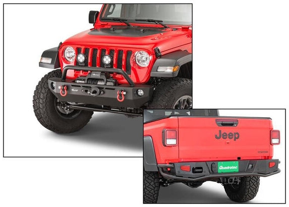 Quadratec QRC Front Winch Ready Bumper with Rear Bumper for 18-26 Jeep Wrangler JL and 20-26 Gladiator JT
