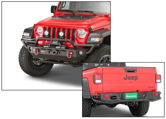 Quadratec QRC Front Winch Ready Bumper with Rear Bumper for 18-26 Jeep Wrangler JL and 20-26 Gladiator JT